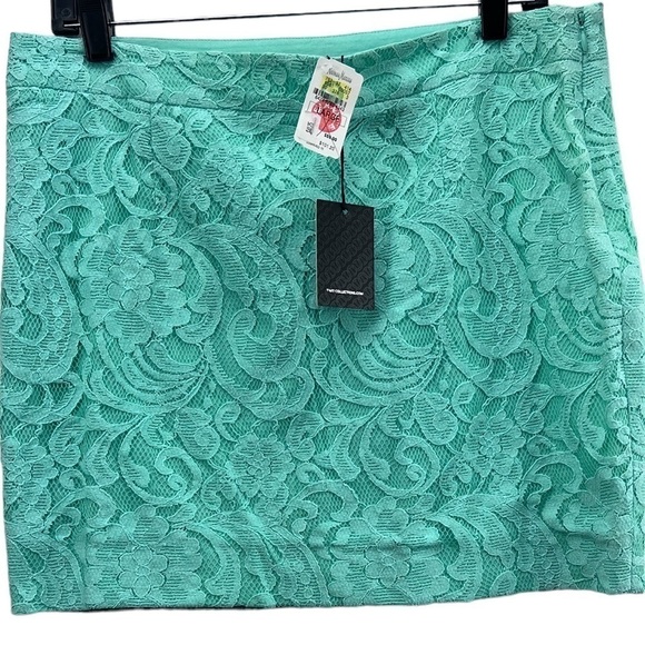 Tart Mint Green Lace Mini Skirt SZ L Cottagecore Fairy Frilly Romantic NEW - Picture 1 of 7